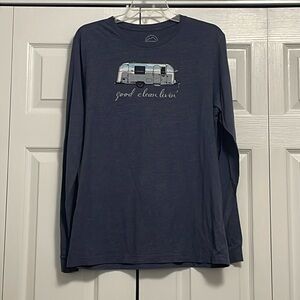 EUC Flood tide women’s size large long sleeve tee.  “Good clean livin’ camper